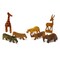 Mini Wood Safari Animals Set of 7 Hand carved Figures Decor Toy